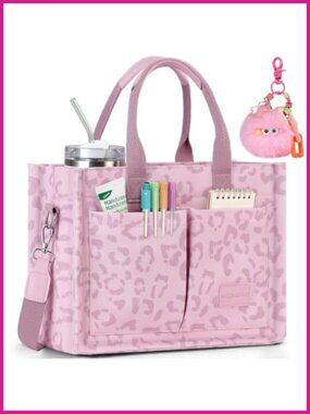 Structured Canvas Tote Bag Multi-Compartment Zippered Purse for Work Travel